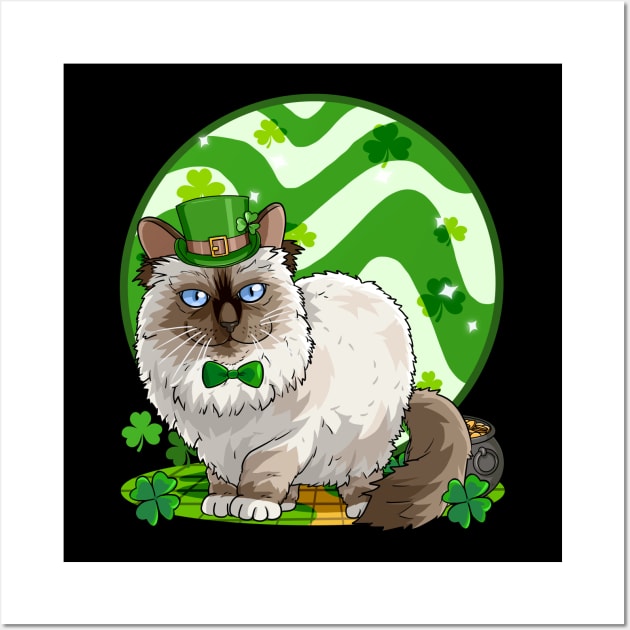 Birman Cat St Patricks Day Leprechaun Wall Art by Noseking